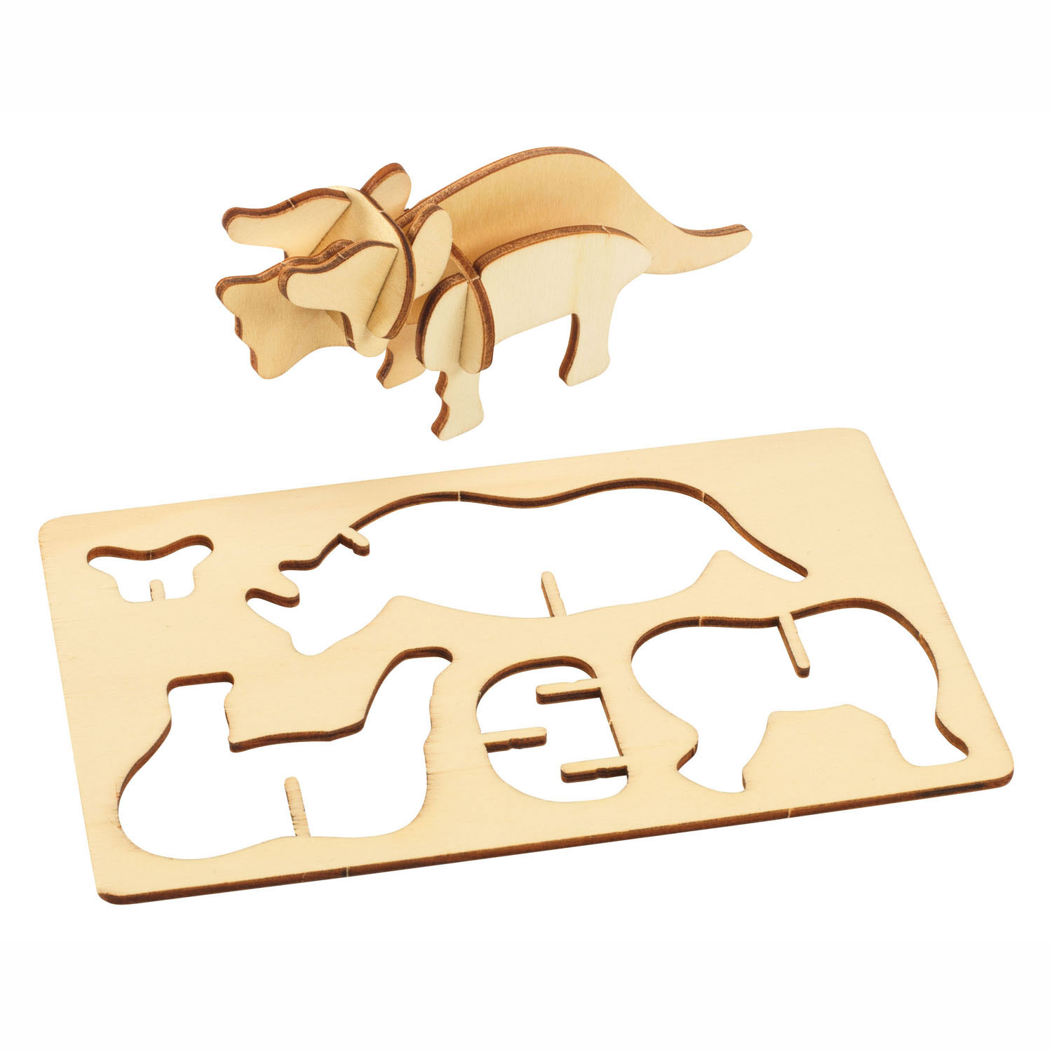 Colorations - Maak en Versier je Houten 3D Puzzel Jungledieren, Set van 4