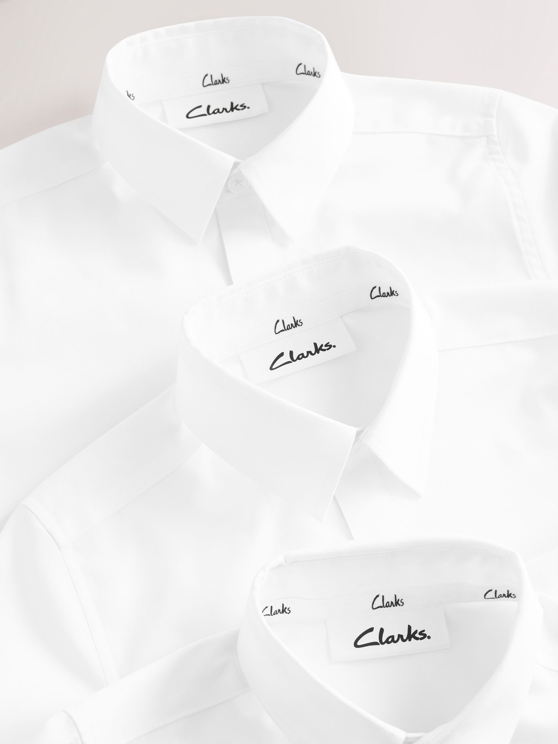 Wit - Clarks Long Sleeve School Shirts 3 Pack