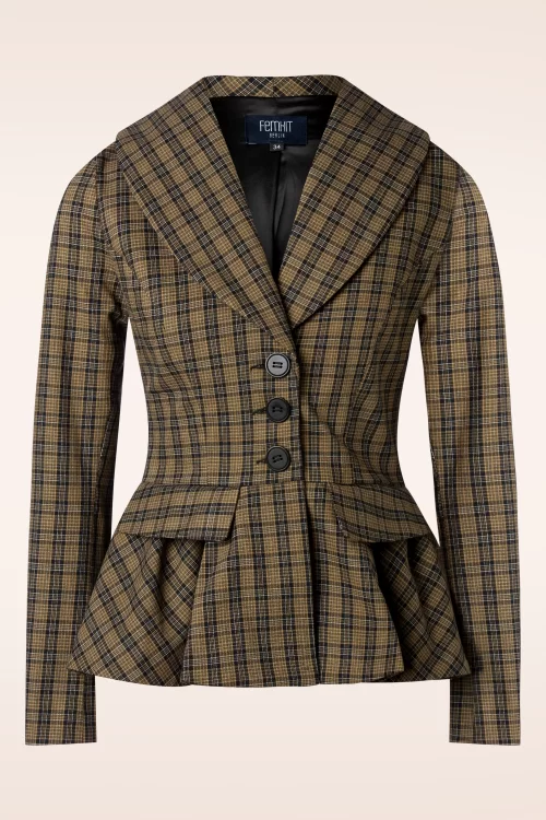 Femkit Margo plaid blazer in bruin