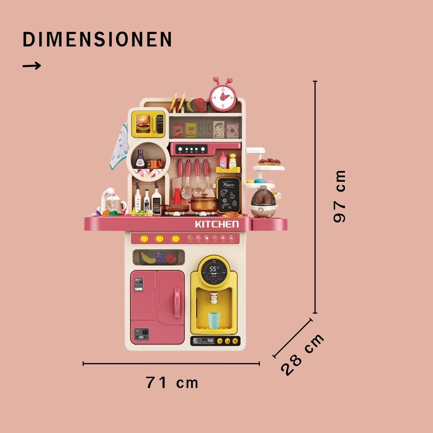 Coemo Kinderküche Tony Spielküche ROSA mit viel Zubehör