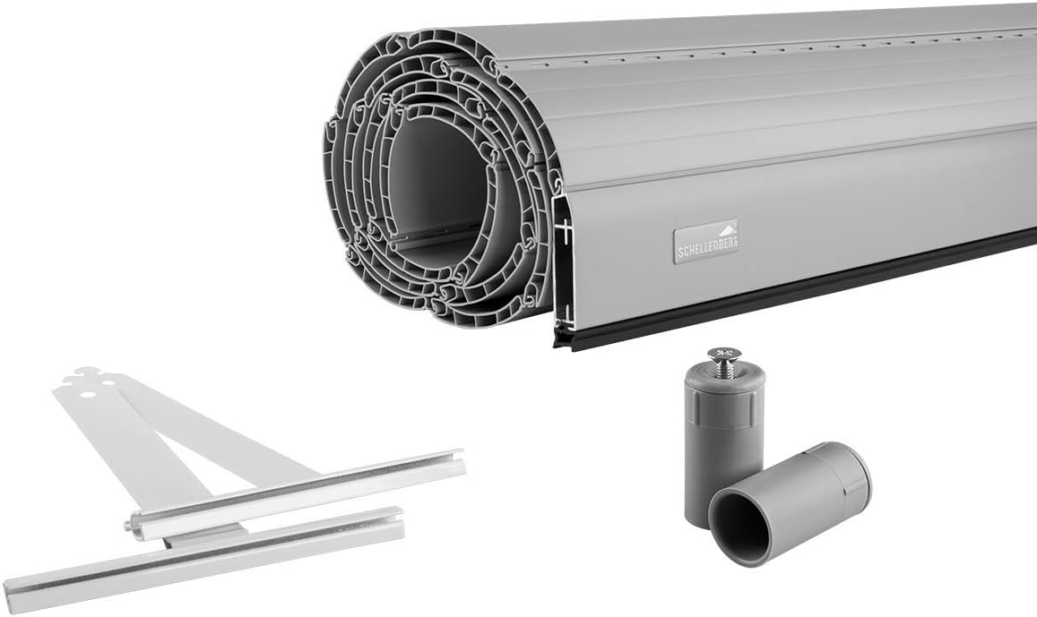 Schellenberg Rolladen Maßanfertigung, PVC Rolladenpanzer, Auswählbar: Breite 50-200 cm, Höhe 100-230 cm, System Maxi, Farben Weiß, Grau