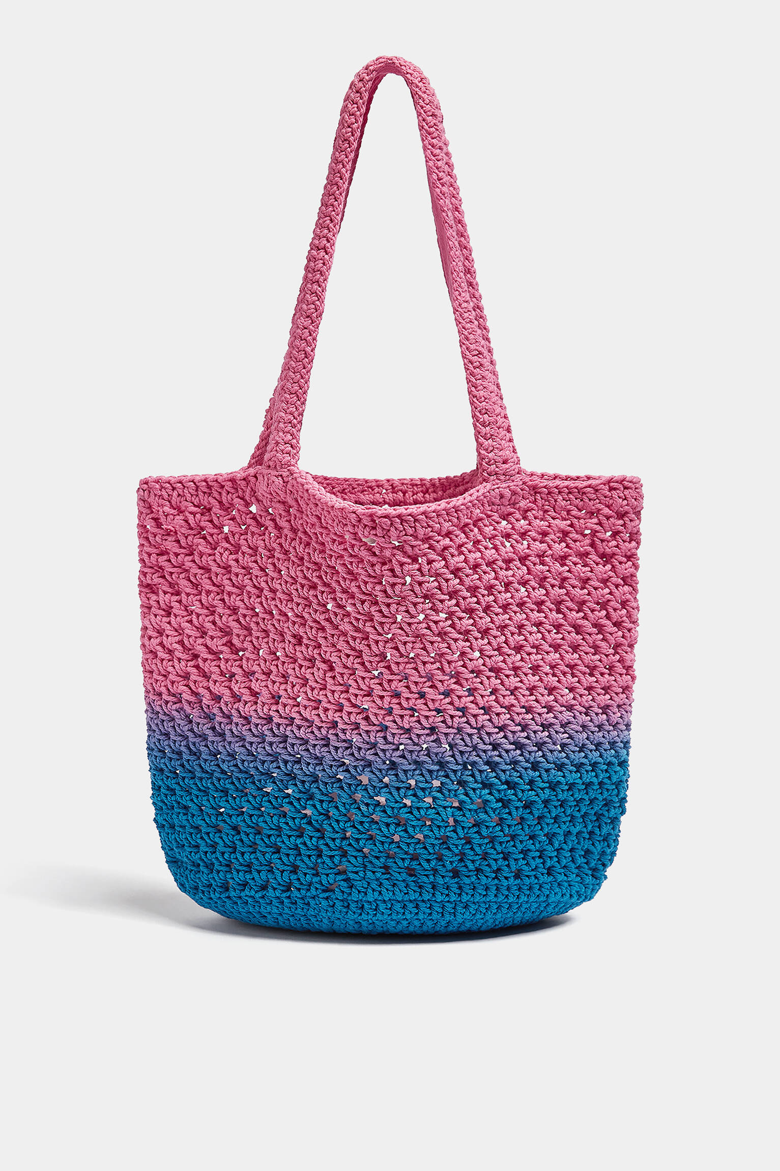 Sacola de compras tie-dye de crochê - rosa
