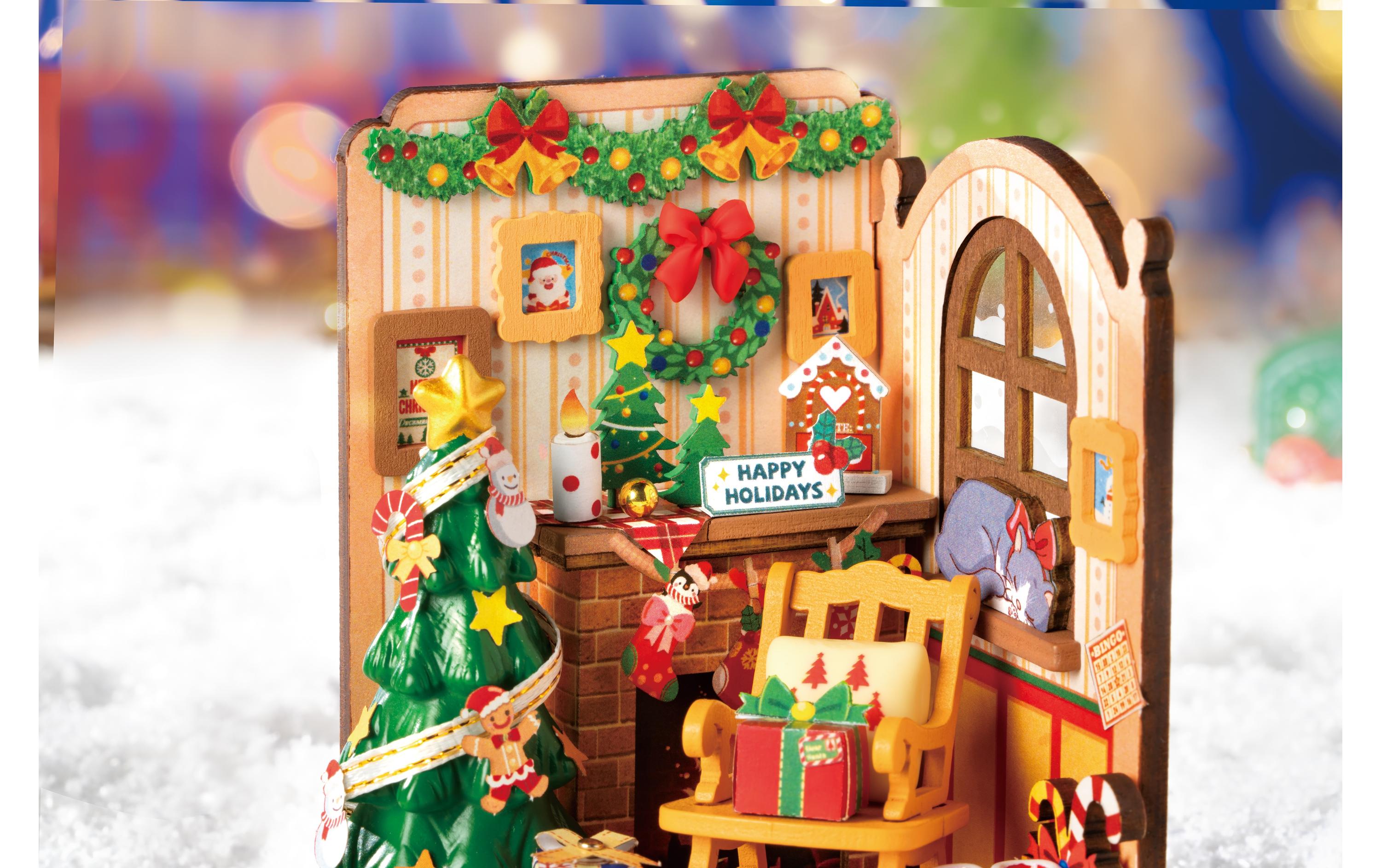Bausatz Weihnachts Feuerstelle3D-Puzzle aus lasergeschnittenen Holzteilen