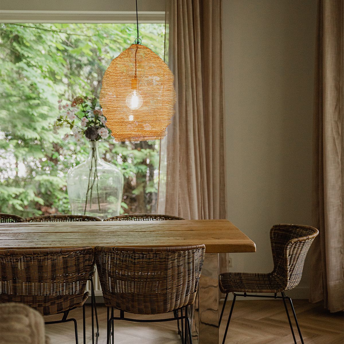 Oosterse hanglamp goud - Nidum