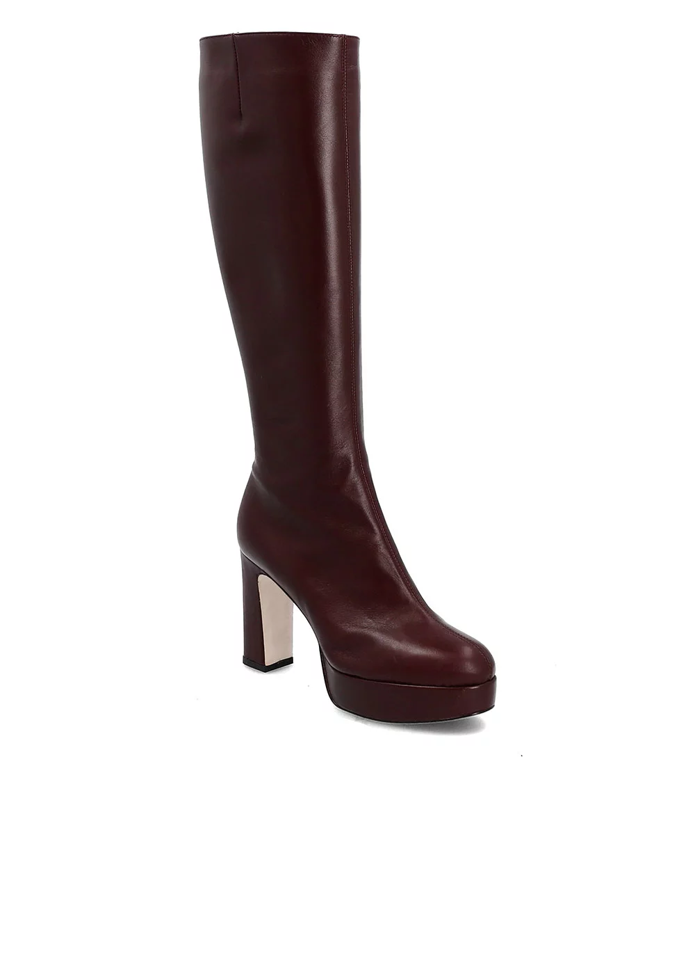 BOTTE PLATEFORME SLOANE CUIR BORDEAUX