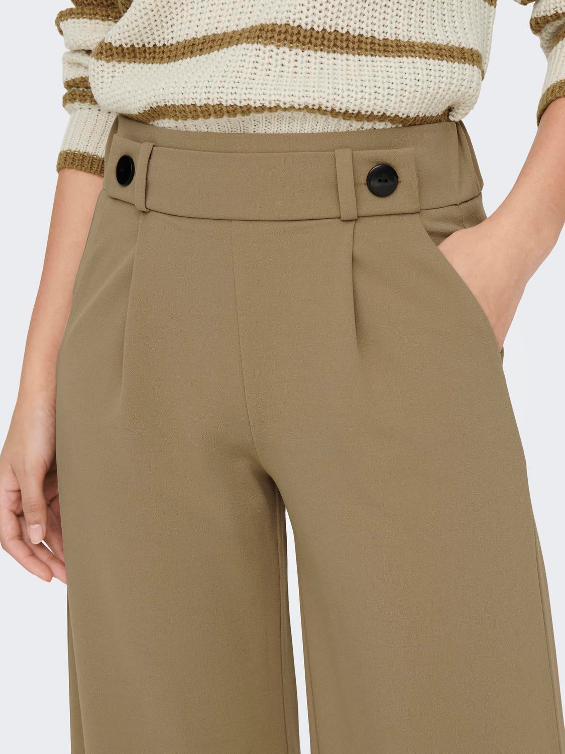 JDYGEGGO Mittlere Taille Weiter Beinschnitt Hose mit weitem Beinschnitt Sepia Tint