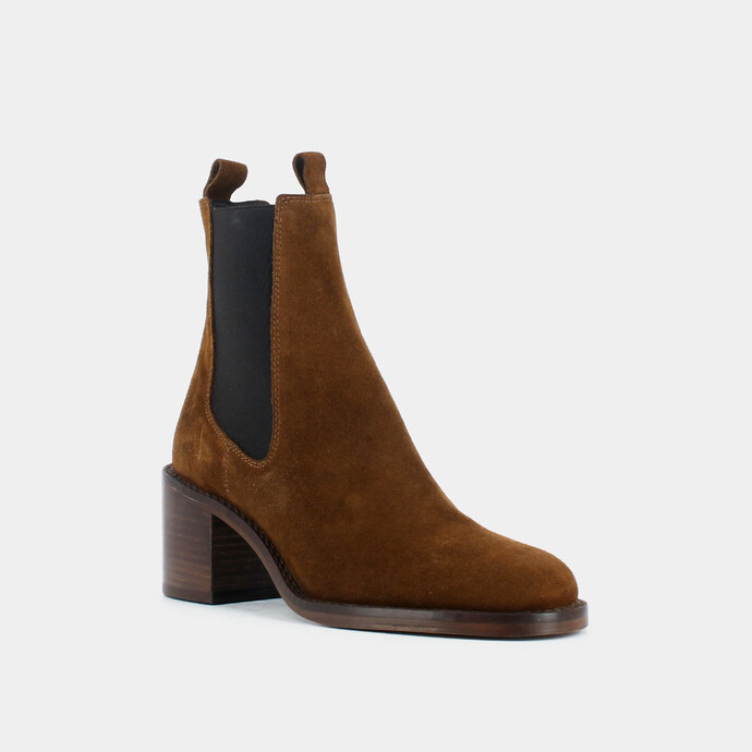 Bottines à talons  en croute cognac