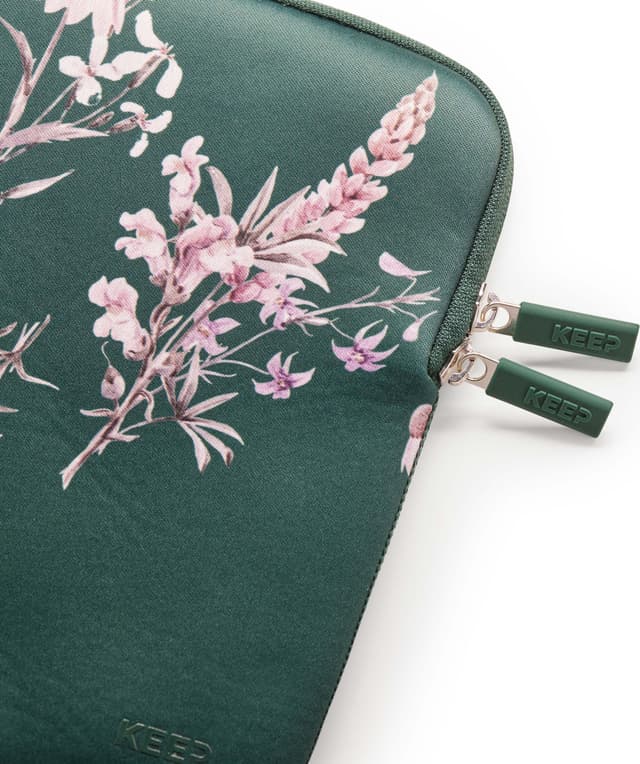 KEEP 13,6″ MacBook sleeve i neopren (Power Green Flower)