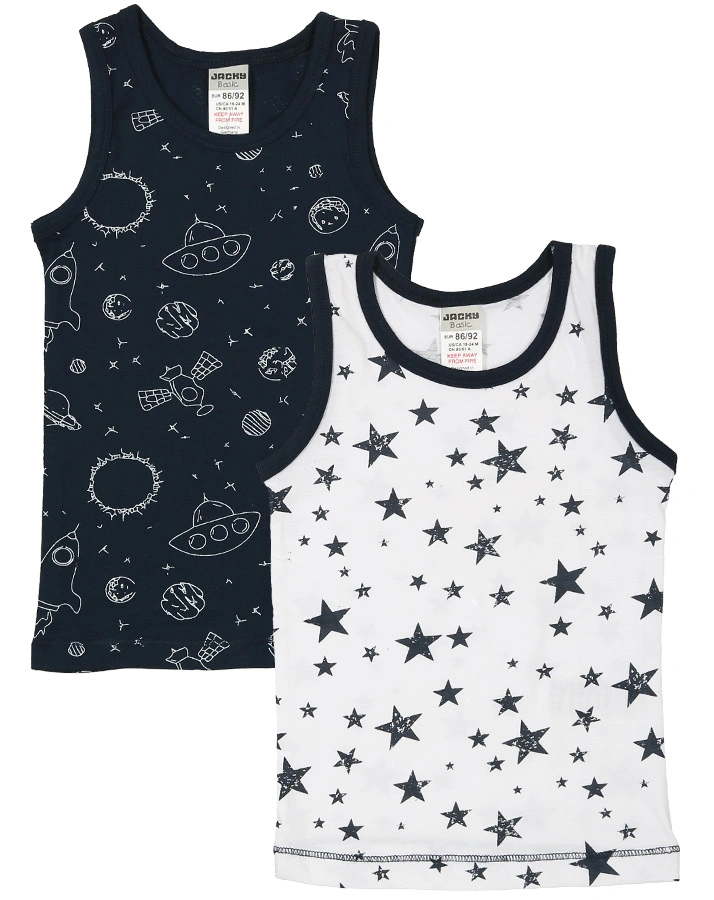 Unterhemd SPACE & STARS 2er-Pack in marine/weiß
