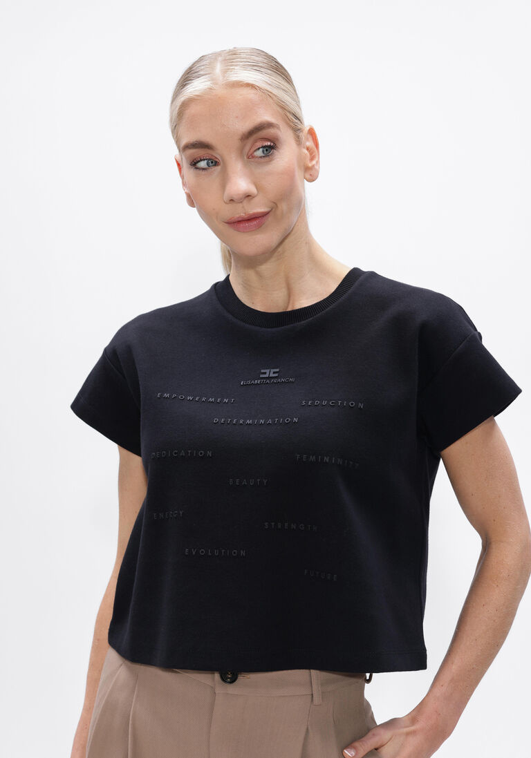 zwarte elisabetta franchi t-shirt ma73d61e2