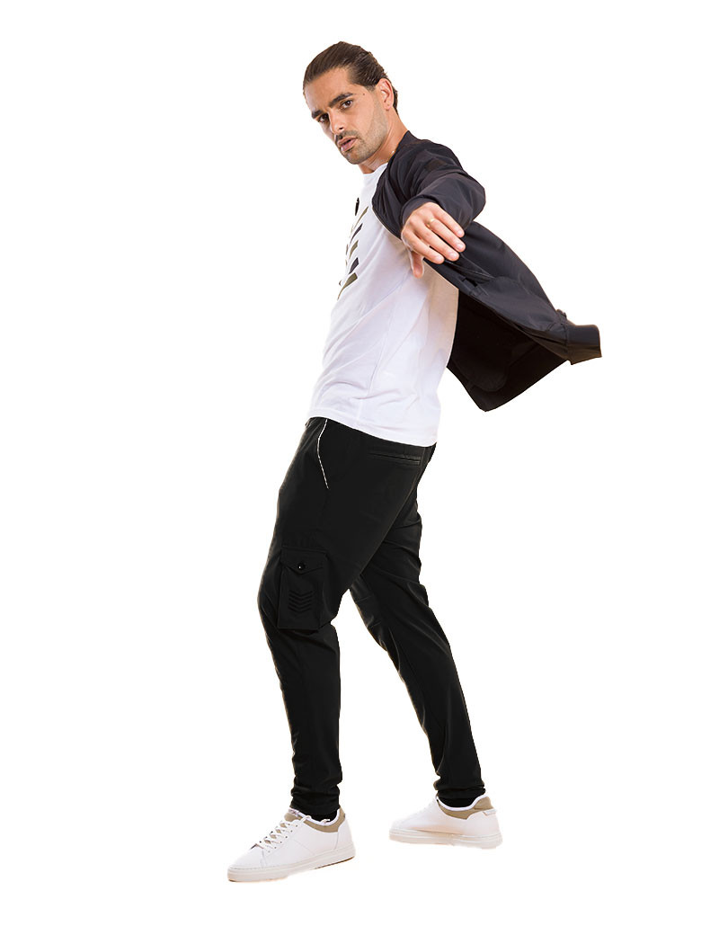 HBT MAN  - CHRIS  PANTALON CARGO NOIR