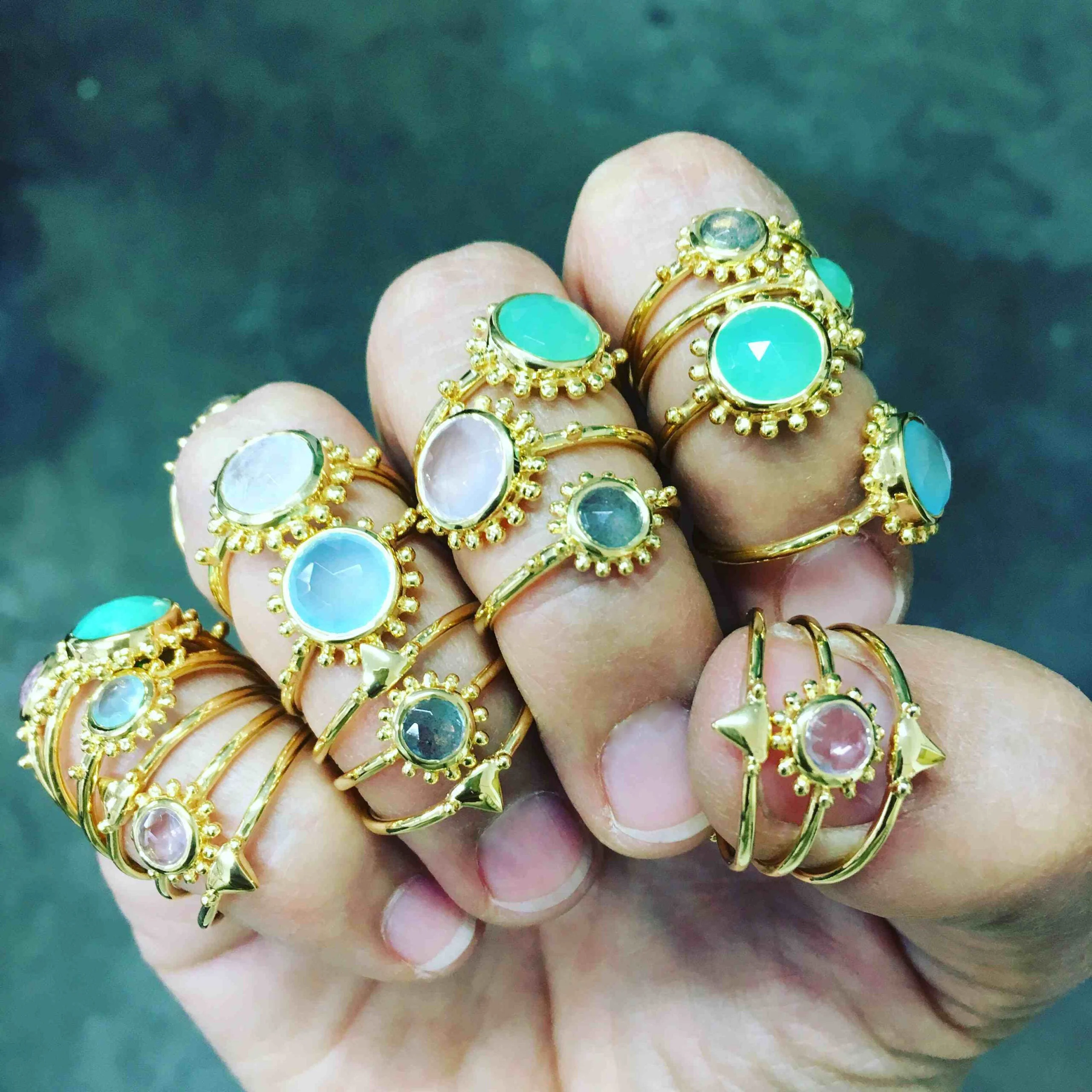 Bague soleil chrysoprase, surya | Argent