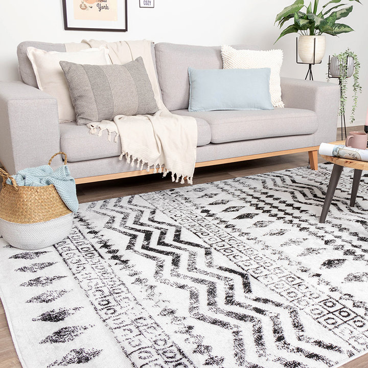 Scandinavisch Vloerkleed -Scandi Noak Zwart/Wit