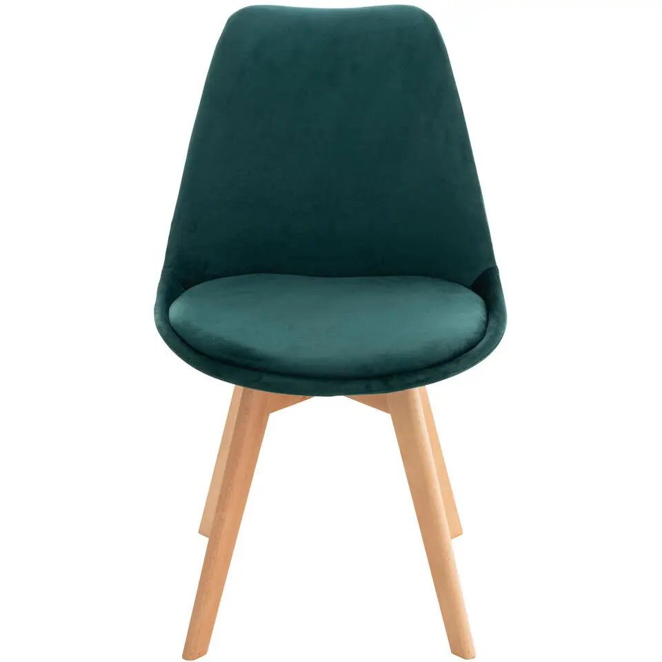 CLP Eetkamerstoel Linares natura Frame - Fluweel - groen