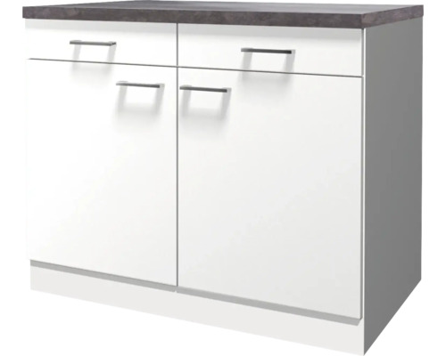 Flex Well onderkast met lade en draaideur Lucca BxDxH 100 x 60 x 85 cm wit mat gedemonteerd scharnier links rechts