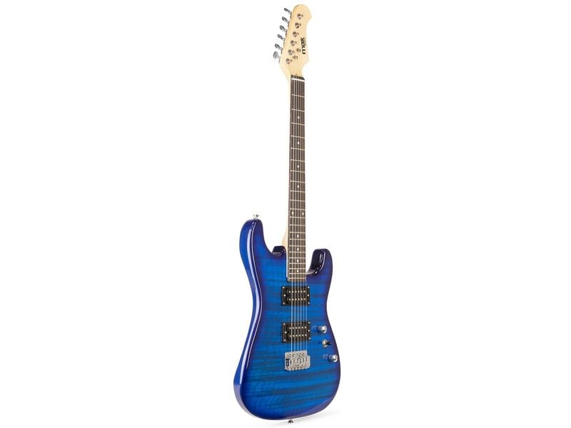 MAX E-Gitarre GigKit Quilted Style Blau E-Gitarre mit Zubehör
