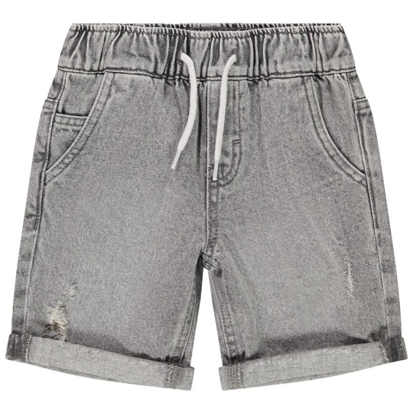 Bermuda en denim effet used pour garçon - Gris chiné