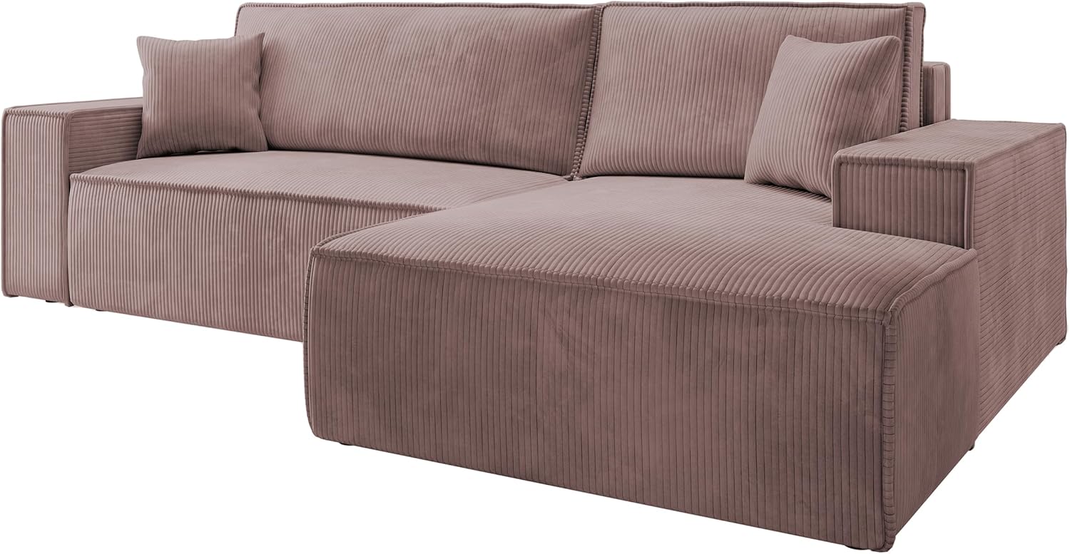 Selsey Sofa Ecksofa Eckcouch Schlafsofa Couch Mit Stauraum Schlaffunktion Pflegeleicht Polyurethanschaum L Form Rechts Farese Rosa Cordoptik