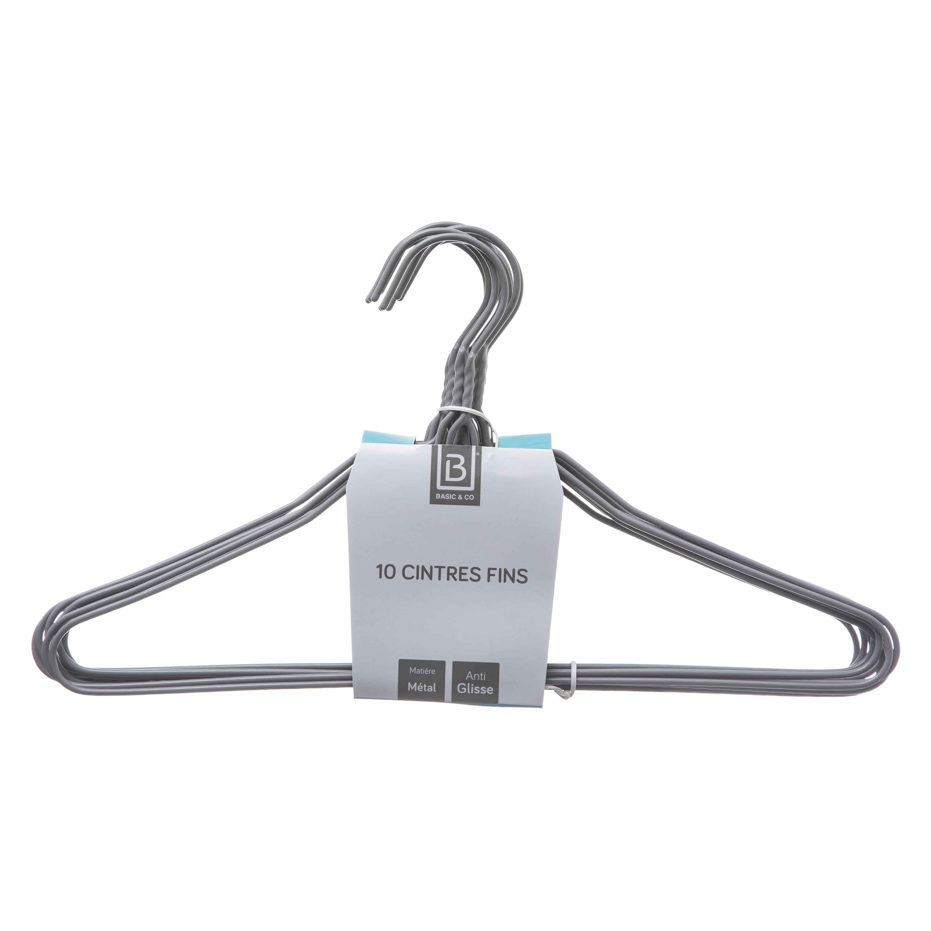 CINTRE METAL FIN GRIS CLAIR X10 PIECES