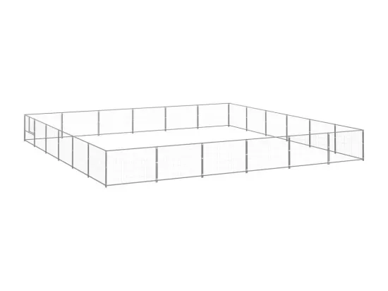 Chenil extérieur cage enclos argenté 600 x 600 x 70 cm 02_0000273