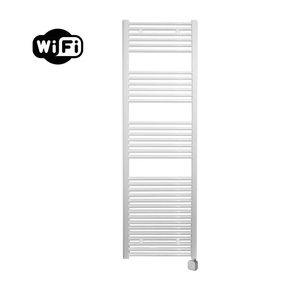 Sanicare Carini elektrische Wifi radiator 172x45cm wit met thermostaat chroom rechtsonder