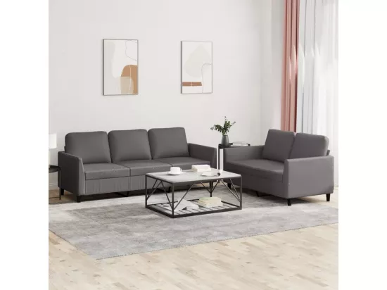 Ensemble de canapés 2 pcs avec coussins Gris Similicuir