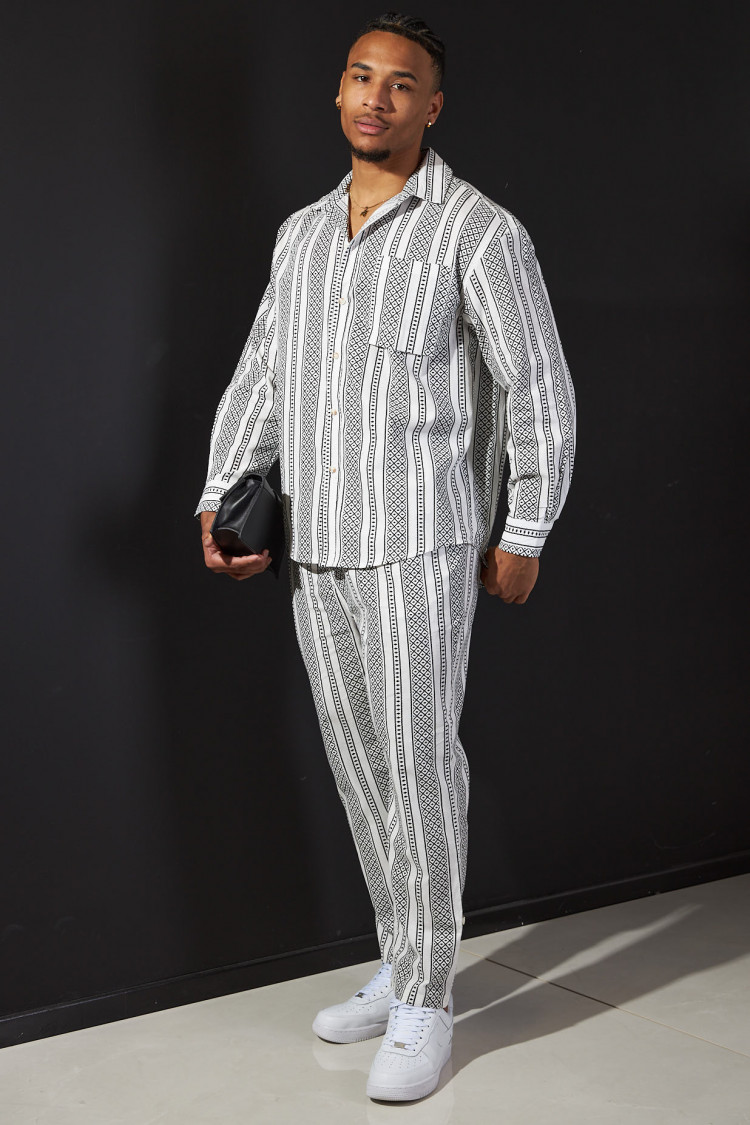 Ensemble 2 pièces chemise + pantalon blanc et noir
