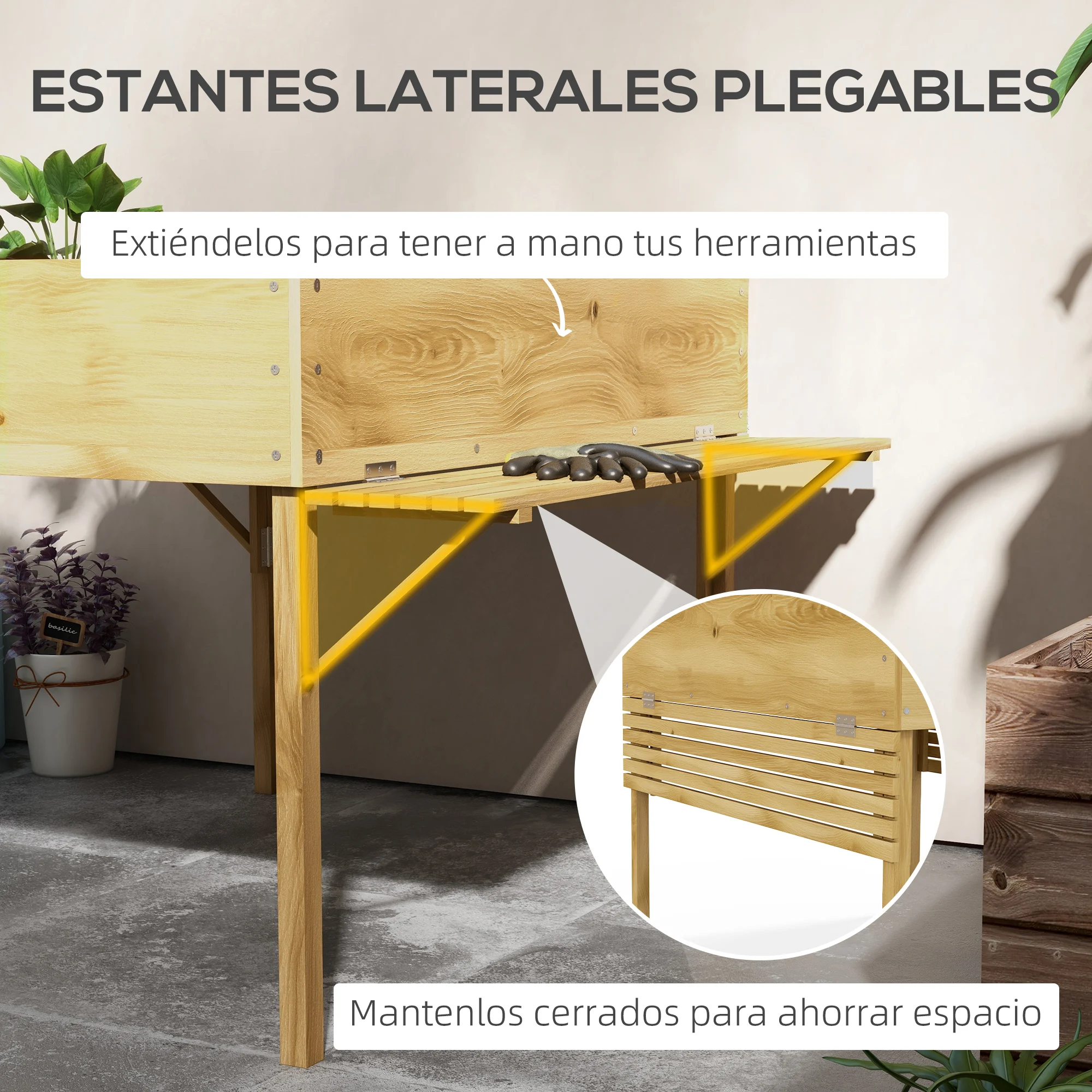 Mesa de cultivo Outsunny em madeira natural