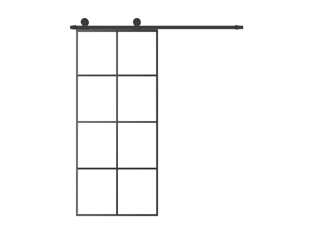 Porte coulissante avec kit de quincaillerie 90x205 cm Verre ESG