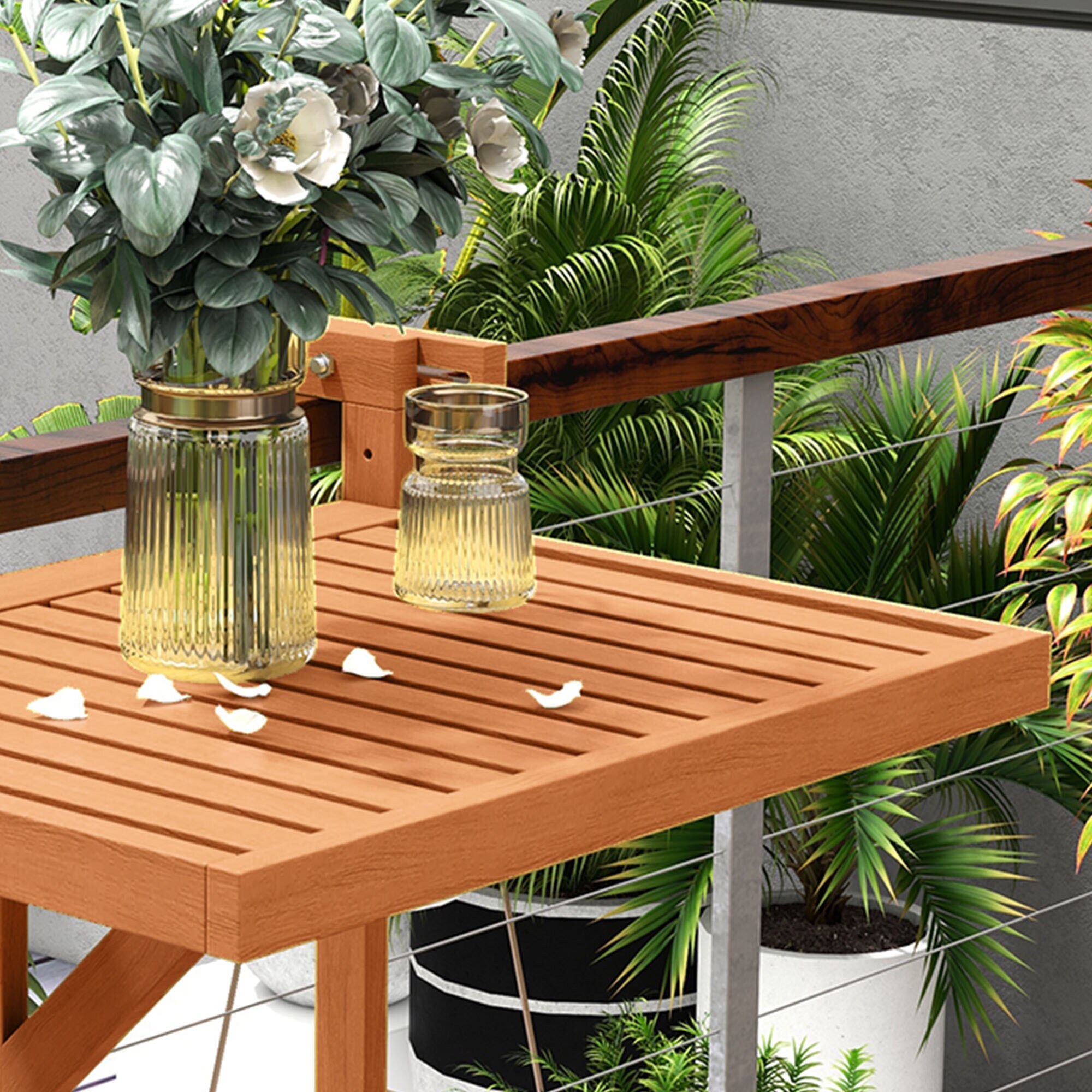 Outsunny Hängetisch mit 4 verstellbaren Positionen natur 68L x 65B x 55H cm