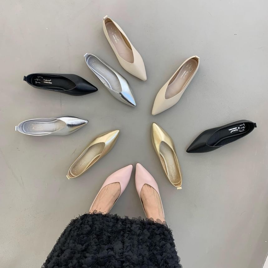 Anran - Kunstleren platte schoenen met puntige neus