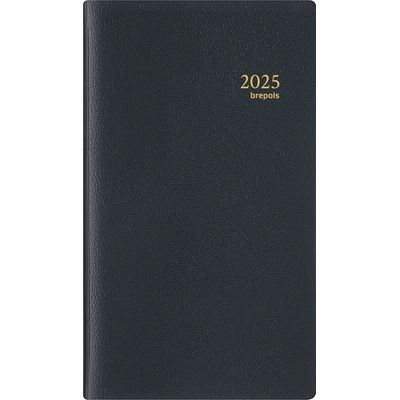 Agenda de poche spiralé Genova Notaplan - 1 semaine sur 2 pages - 9 x 16 cm - noir - Brepols