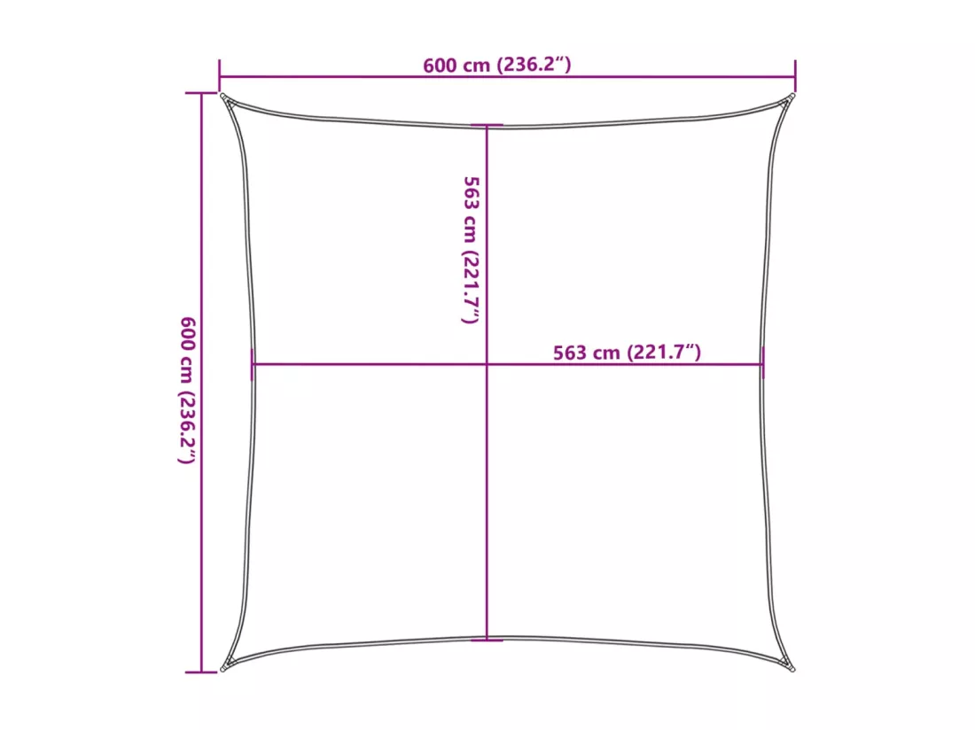 Voile d'ombrage gris clair 6x6 m 100% polyester oxford