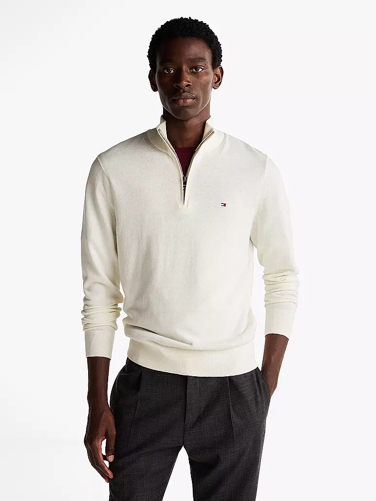TOMMY HILFIGER Troyer Pullover  weiss