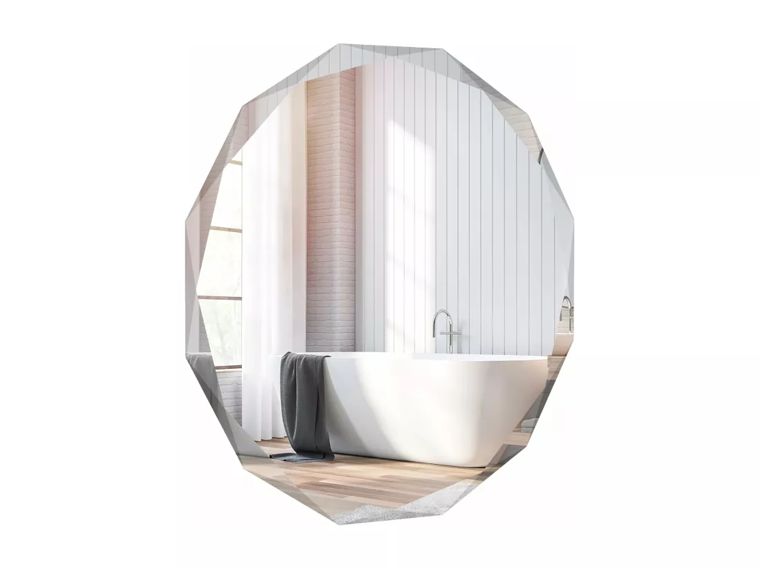 Miroir de salle de bain antidéflagrant, miroir avec bords biseautés uniques, 76 x 76 cm