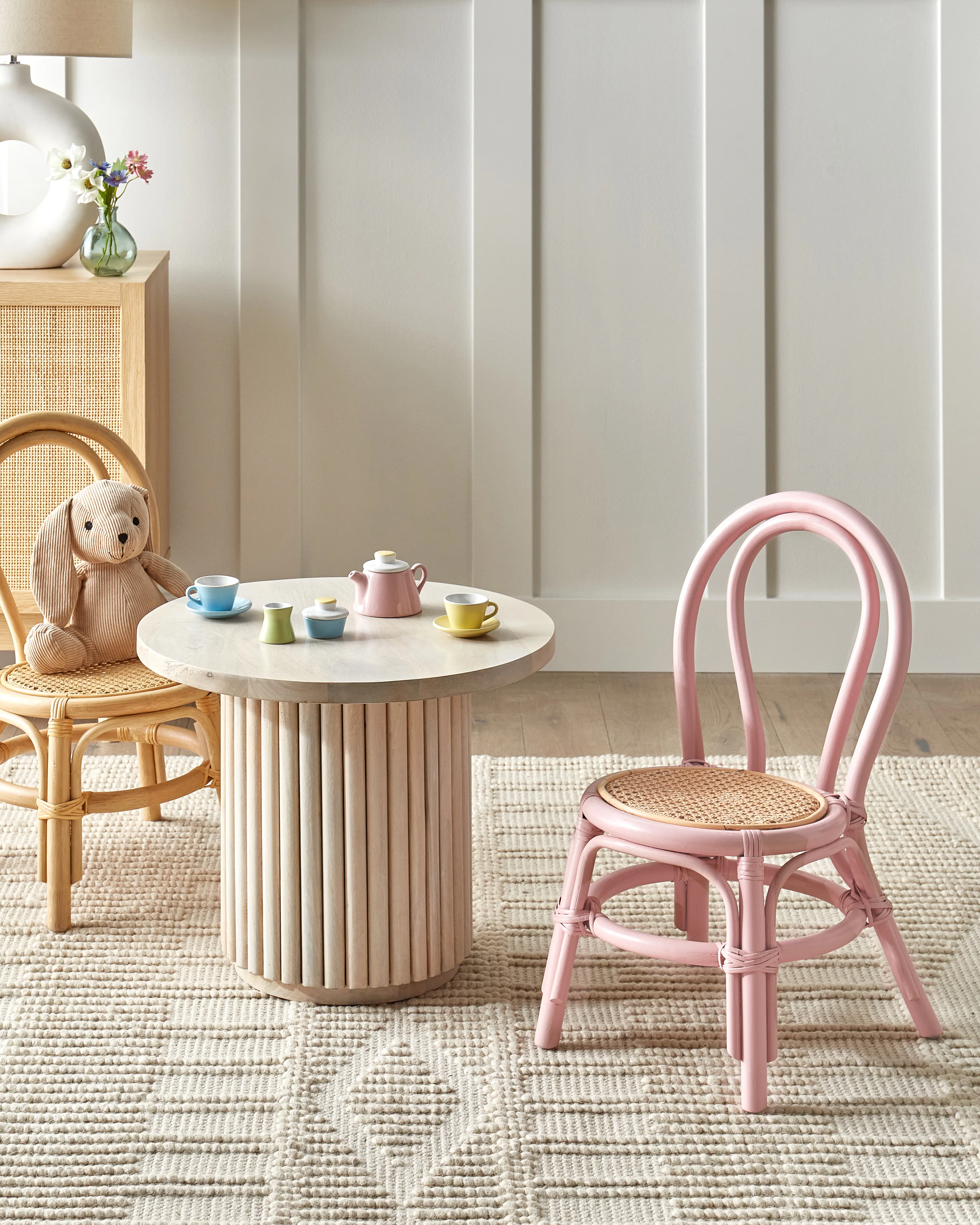 Kinderstoel KALIVIA Rotan Roze