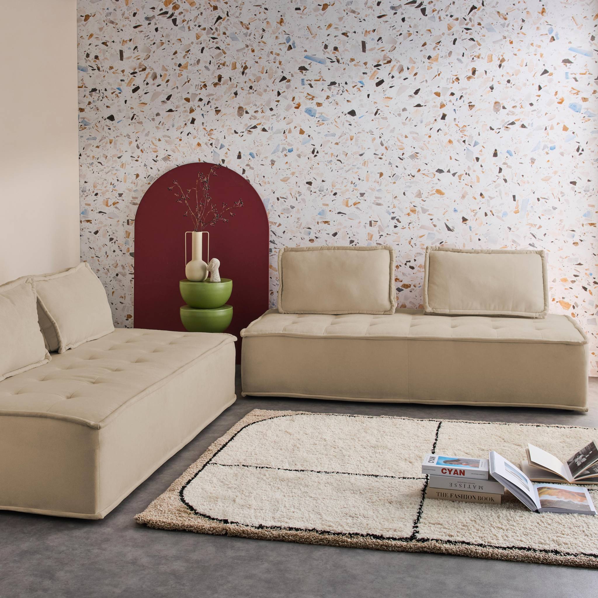 sweeek - 2-zits fauteuils voor gestoffeerde modulair bank (Set van 2)