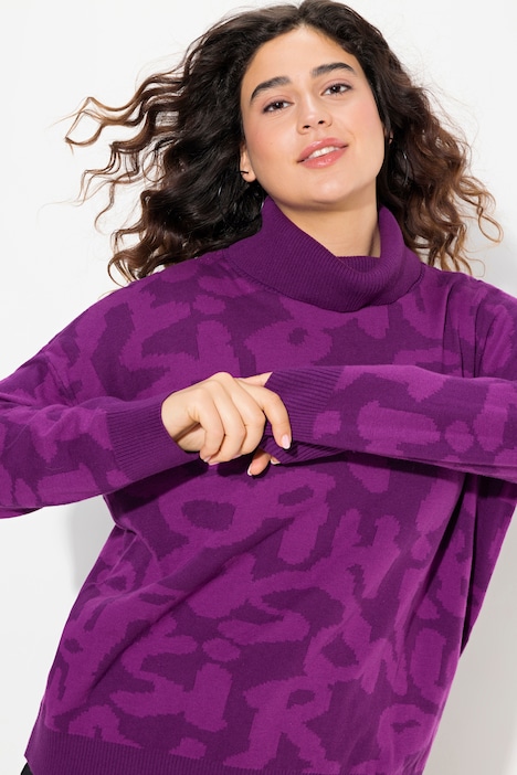 Pullover, Buchstaben, gerippter Rollkragen, Langarm