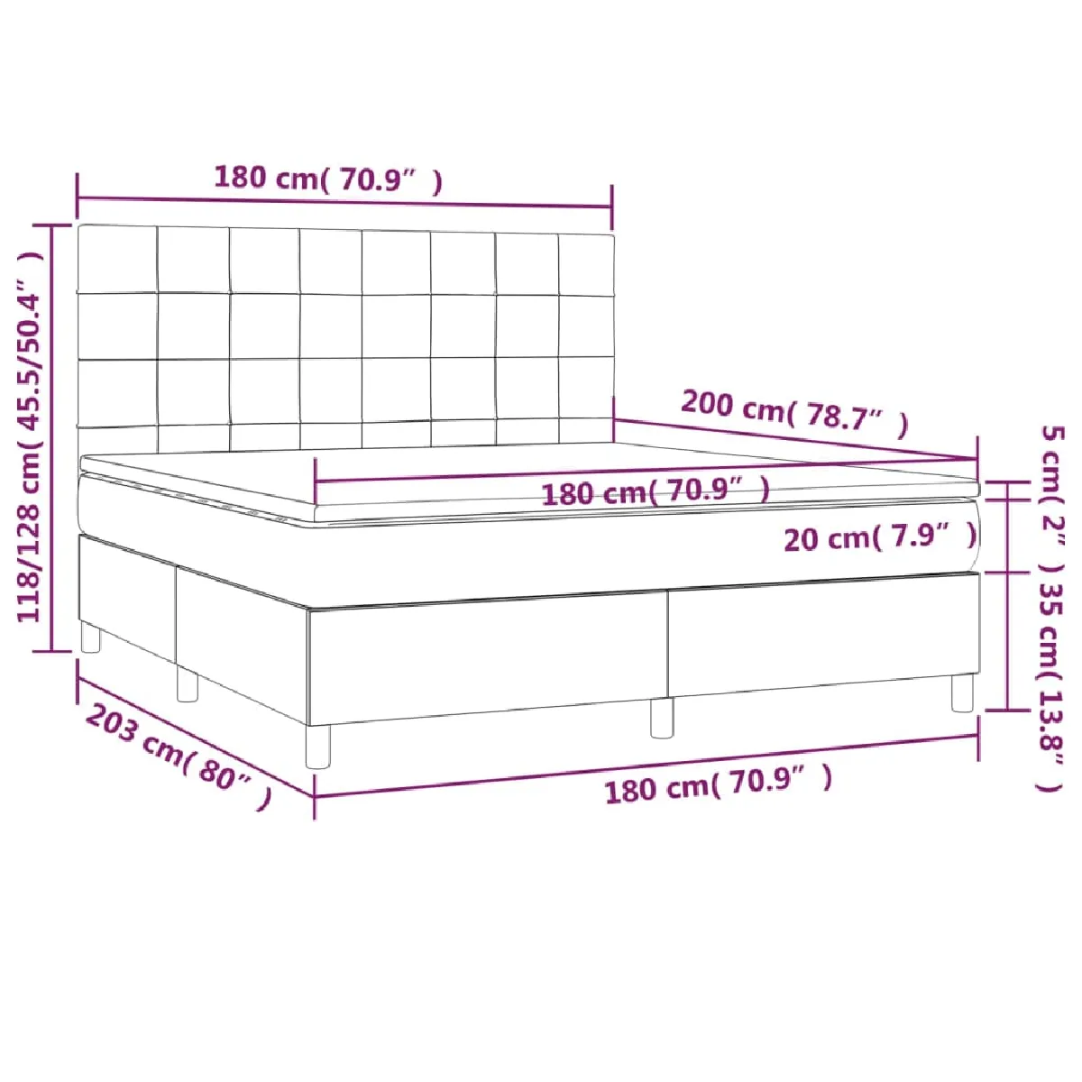 Vidaxl VIDA XL Sommier à lattes avec matelas bleu 180x200 cm