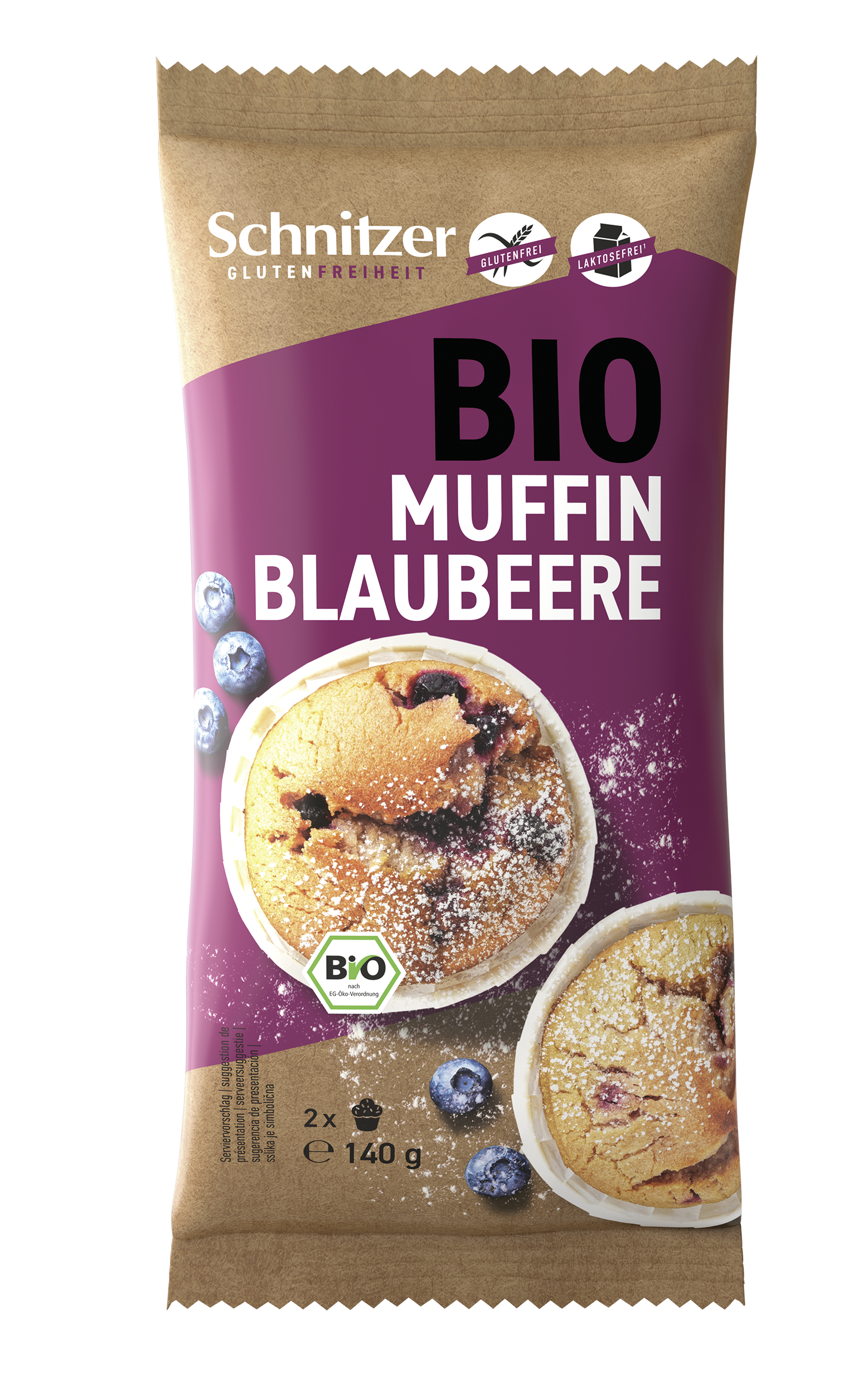Schnitzer Bio Muffin<br>2 × 140 g, Blaubeere