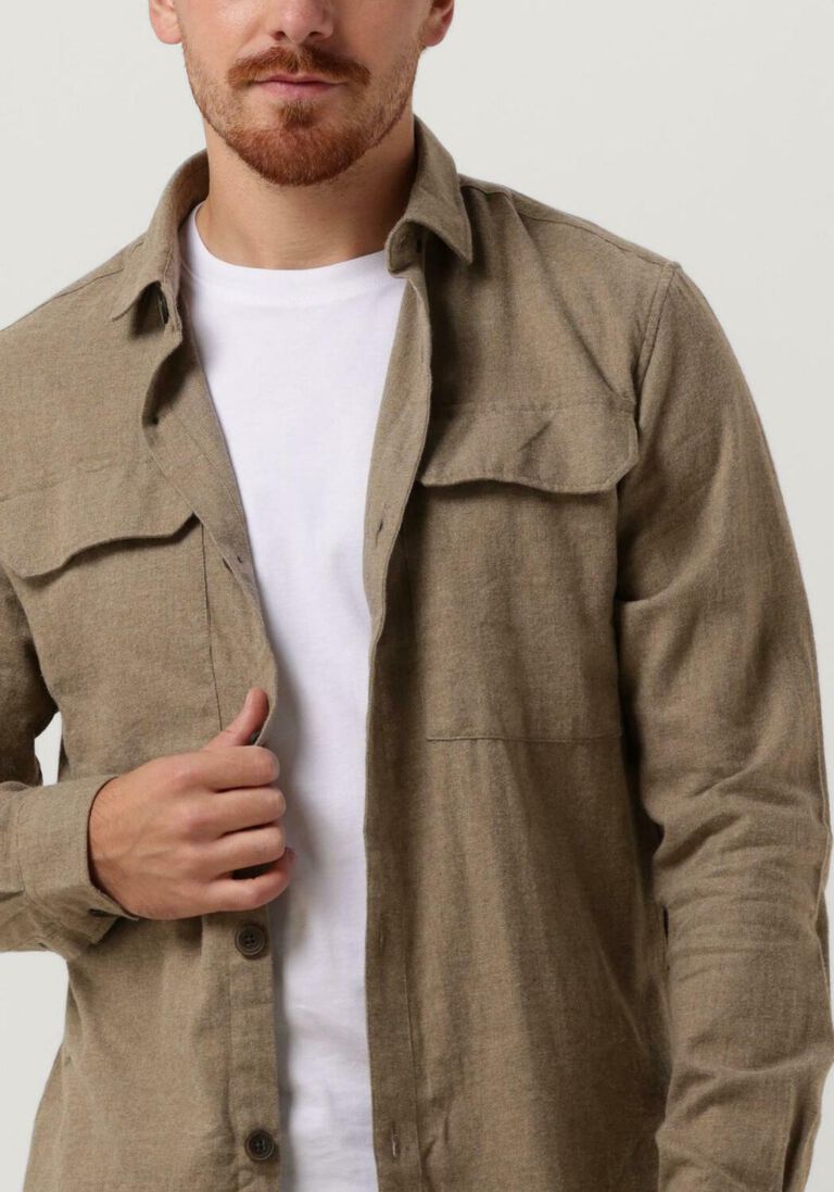 DSTREZZED taupe dstrezzed casual overhemd shirt melange flannel