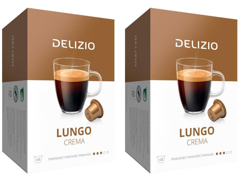 Delizio Kaffeekapseln Lungo Crema 2 x 48 Stück Kunststoffkapseln für das Delizio-System