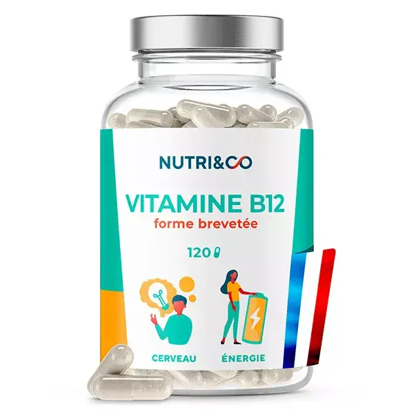 Vitamina B12 vegana patenteada da Nutri&Co, 120 cápsulas.