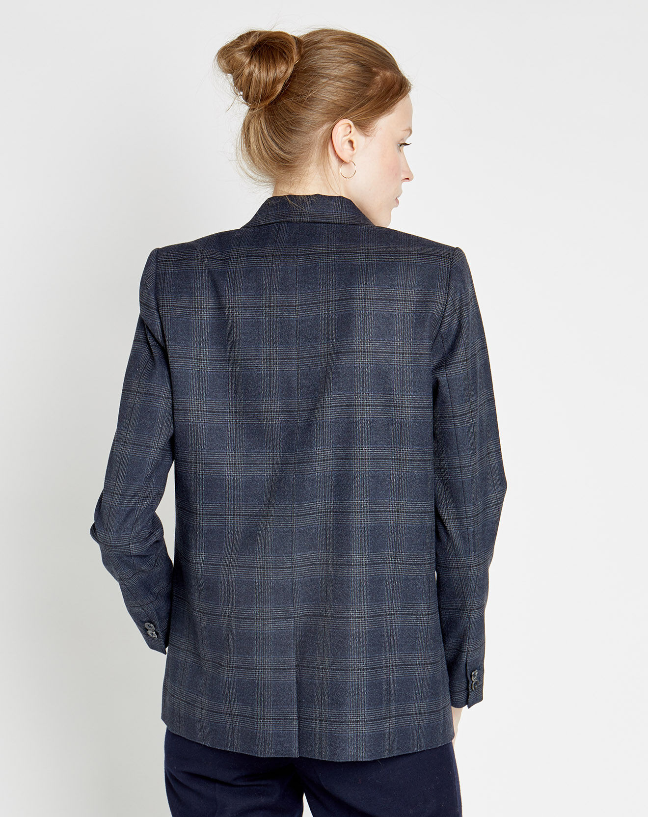 Caroll Blazer Cameron imprimé Prince-de-Galles marine/noir