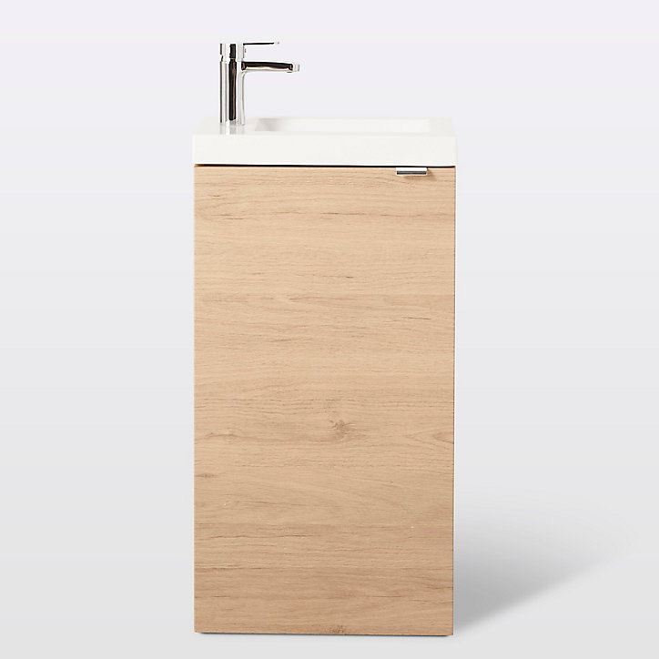 Meuble lave mains à poser GoodHome Imandra bois chêne L.44 x H.79 cm + plan vasque Beni