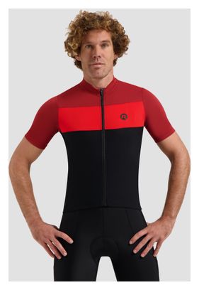 Maillot Manches Courtes Vélo Rogelli Core Block Noir/Bordeaux/Rouge Homme