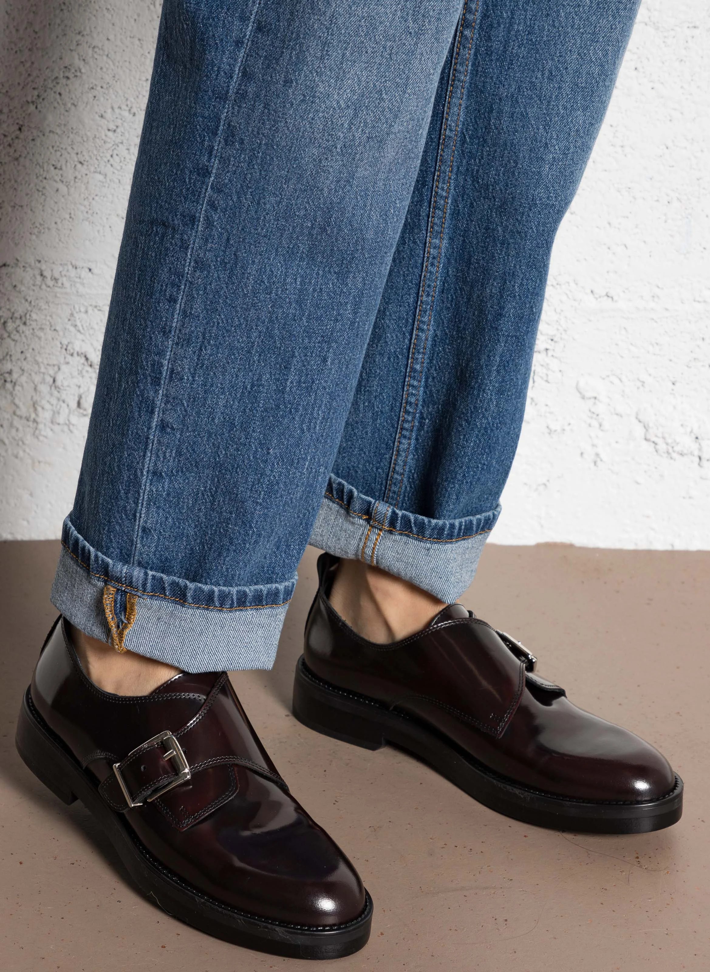 ARCHIBALD - Derbies à boucles ajustables en cuir glacé | Rouge