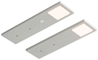 LED Unterbauleuchte Pita 2er Set silberfarbig je 2,5x19,7cm 0,6cm Aluminium Edelstahl