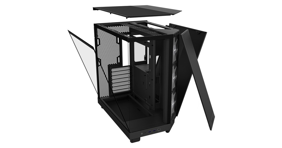 NZXTH6 Flow RGB midi tower behuizing  (Zwart | 2x USB-A | 1x USB-C | RGB | Tempered Glass)