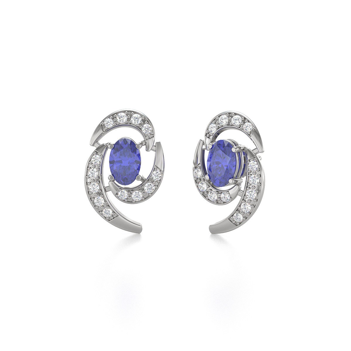 Boucles d'oreilles ADEN Tanzanite et Diamants sur Argent 925 2.6grs
